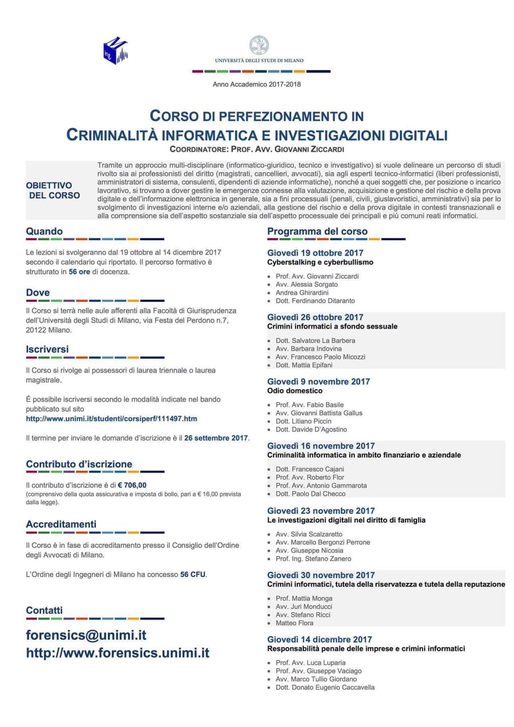 Nuovi Corsi di Perfezionamento&nbsp;Unimi