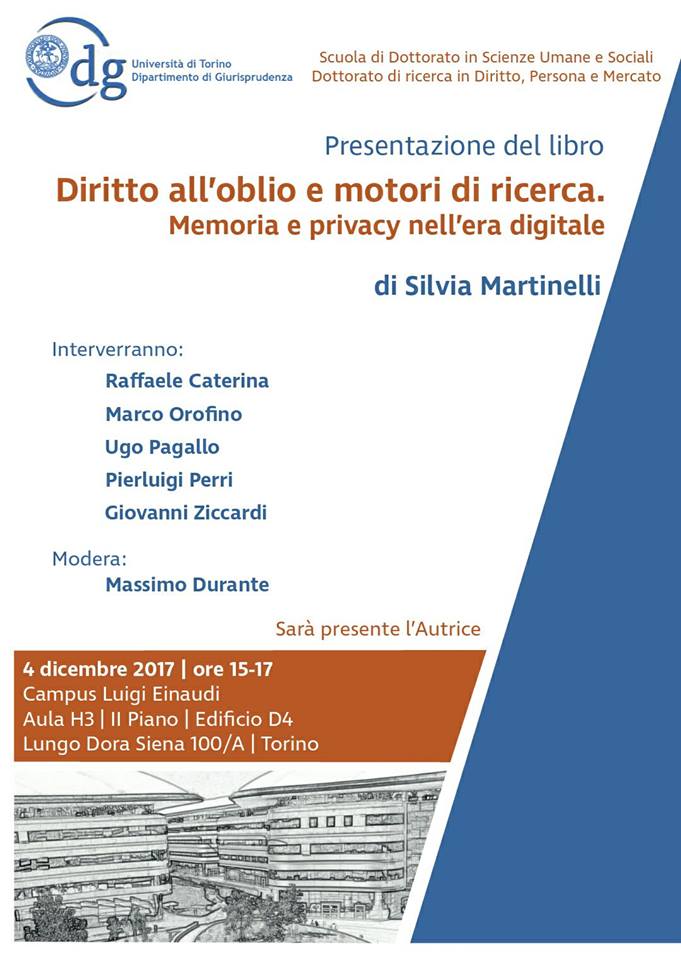 presentazione libro martinelli diritto all'oblio e motori di ricerca