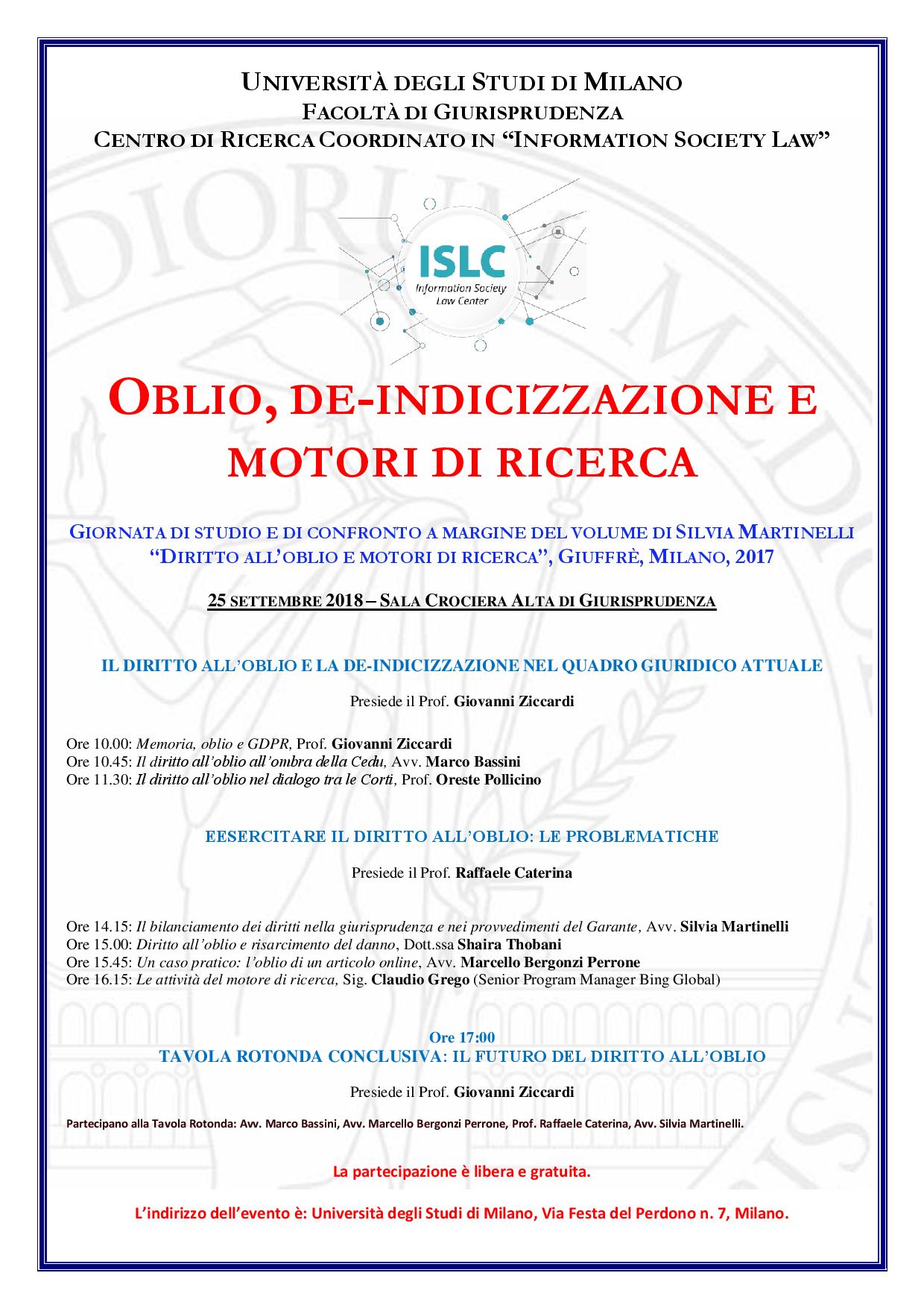 NUOVA Locandina Silvia Oblio e motori di ricerca 25 settembre